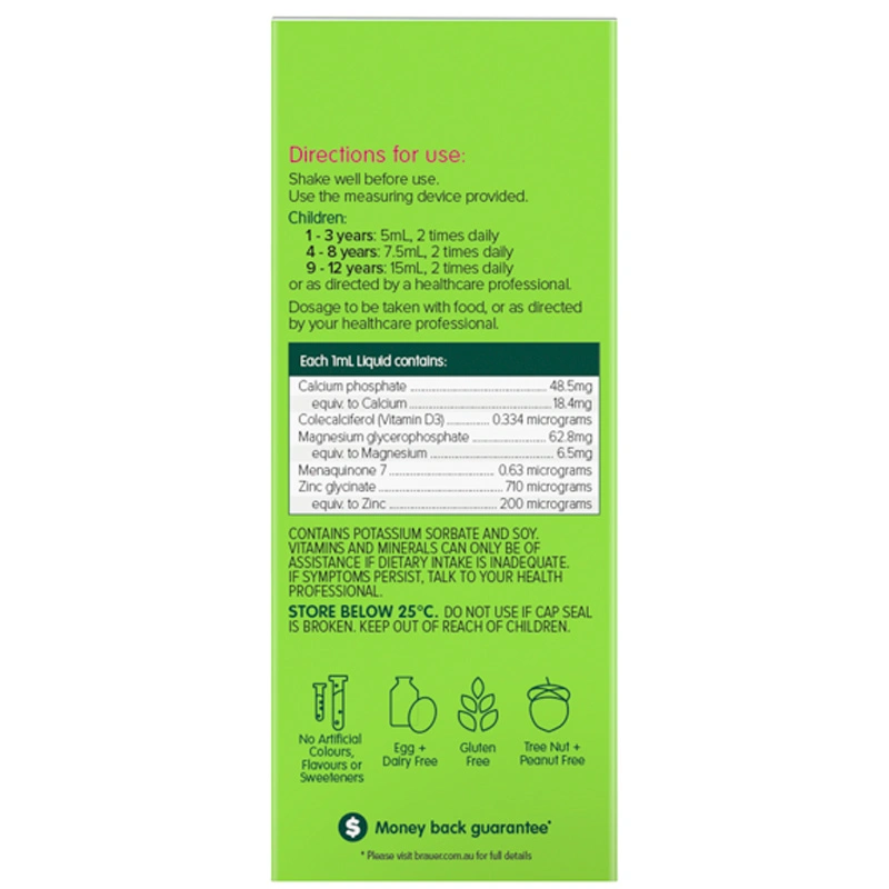Thực phẩm bảo vệ sức khỏe Brauer Kids Liquid Calcium with Magnesium & Zinc - 5